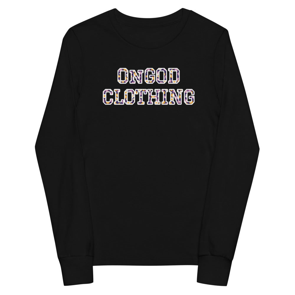 OnGOD Girls Flower Text LS